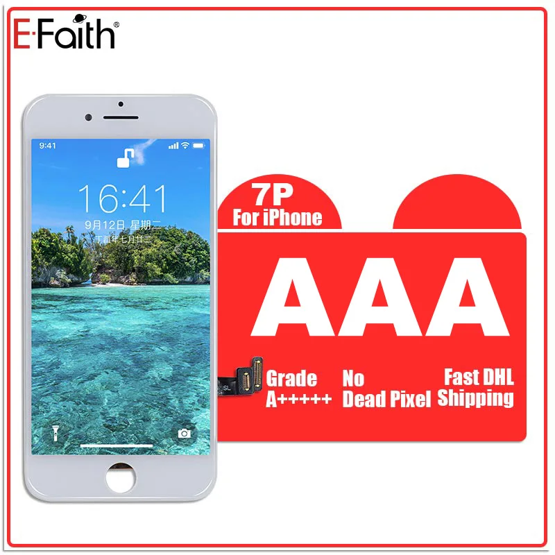 20 шт./лот AAA+ дисплей для iPhone 6P 7P 8P Plus lcd 5,5 дюймов сменный кодирующий преобразователь сенсорного экрана в сборе дисплей без битых пикселей - Цвет: 7P White LCD