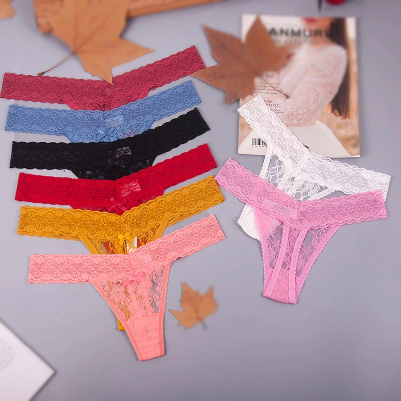 4color Big size black XXXL lace sexy Women Sexy Thongs G-string Underwear Panties Briefs Ladies T-back lingerie 6pcs/Lot ac146 | Женская