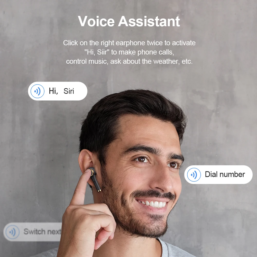 Whizzer Bluetooth Wireless Earphones TP1 TWS with Microphone Sports Waterproof headset 3D Stereo Sound Noise Cancelling Headset |