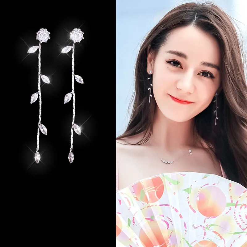 Женские серьги клипсы с кристаллами длинные висячие без пирсинга украшения для