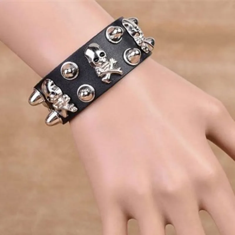 COLEMJE модный Панк Металлический браслет с черепом браслет для влюбленных кожаный браслет с заклепками в стиле ретро хип-хоп браслет
