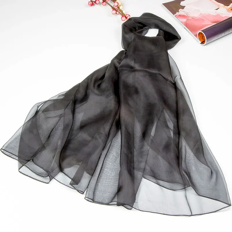 Шарф из чистого шелка женский шарф Женская шаль натурального однотонный длинный