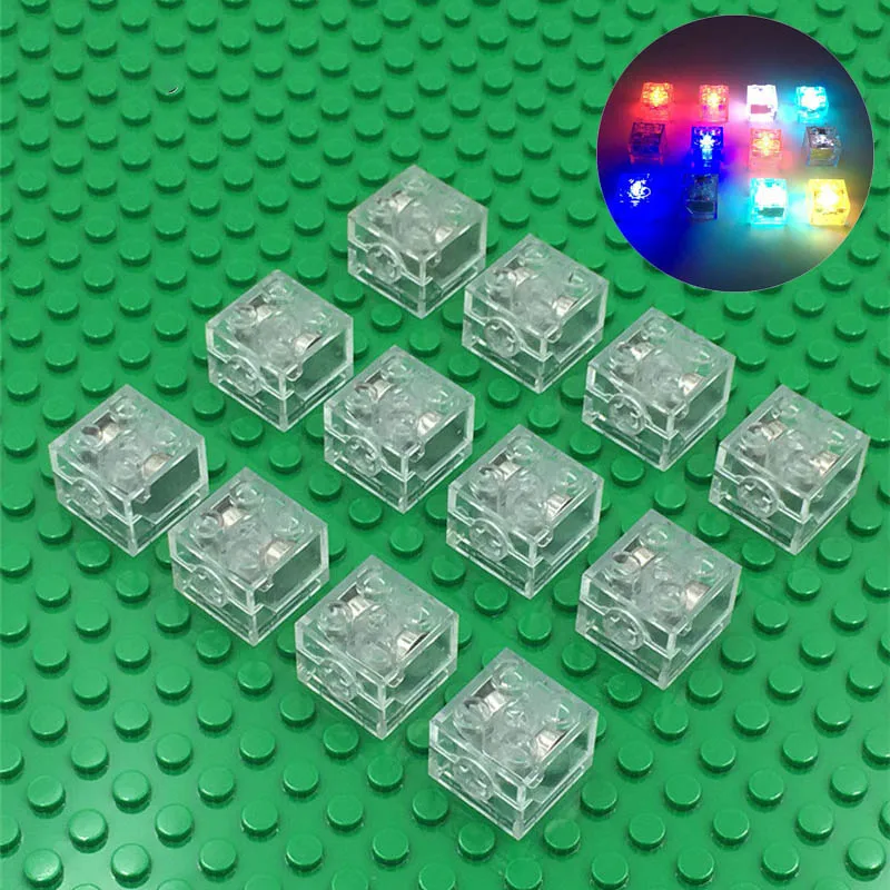 20 шт./лот DIY Кирпичи 2X2 строительные блоки красочные светодиодные светоизлучающие