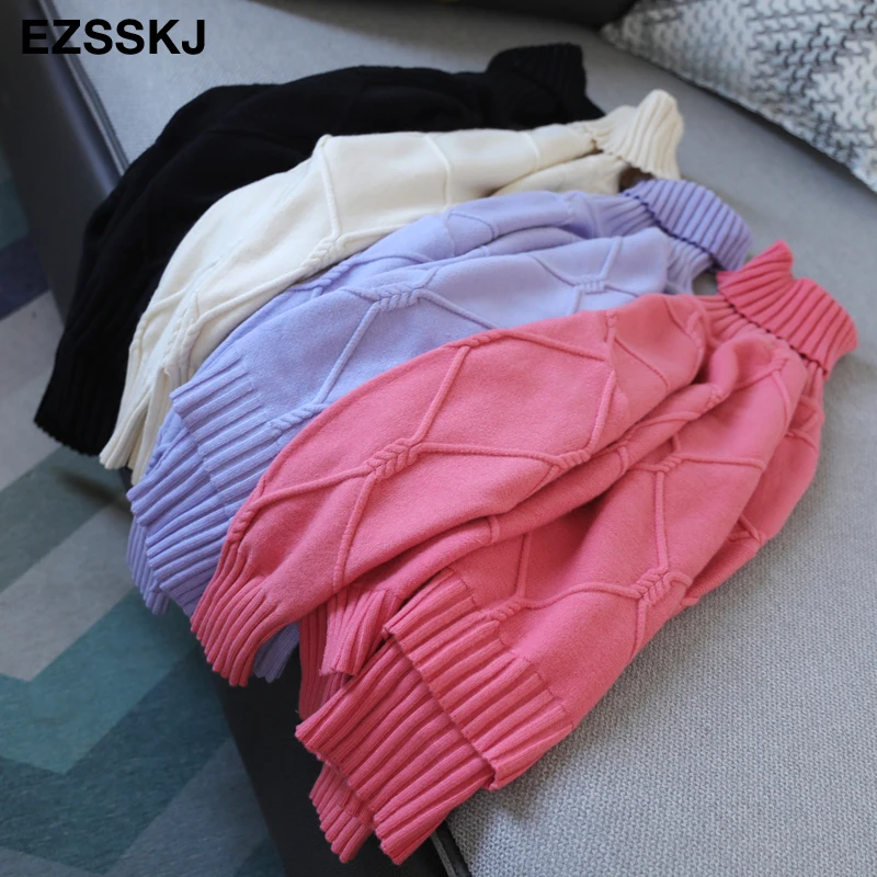 Осень-зима 2020 водолазка оверсайз толстый шерстяной Женский Повседневный большой