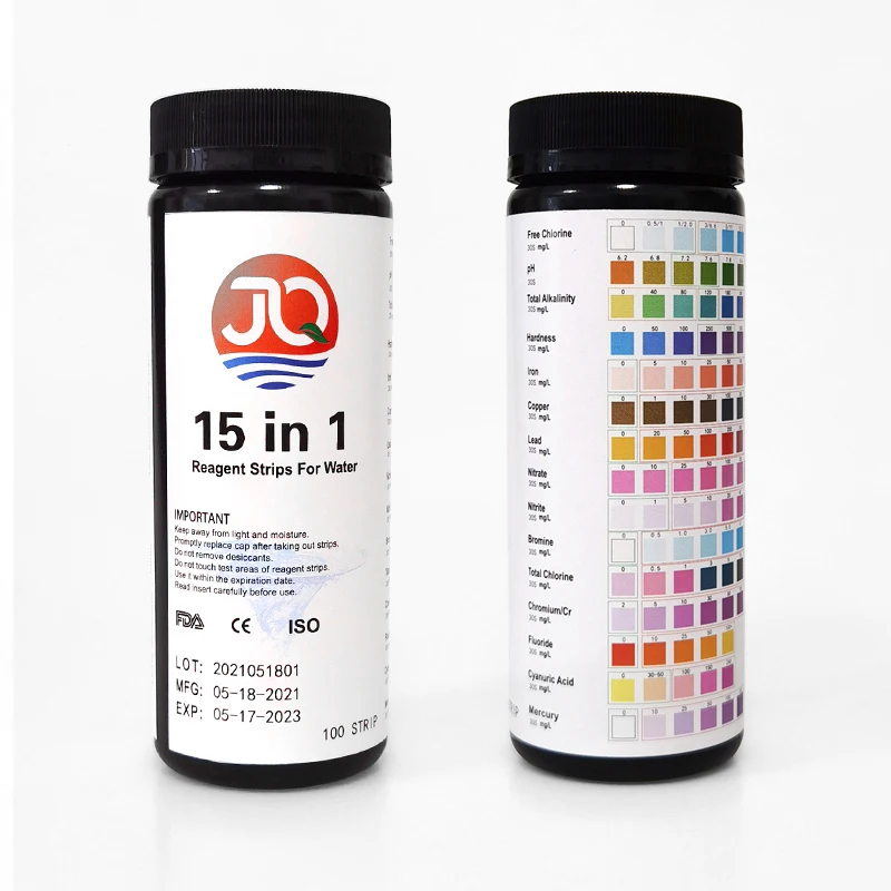 

100pcs Swimming Pool Test Strip 15-in-1 Drinking Water Test Strip PH Bromine Nitrate Water Quality Test For Aquarium Fish Tank