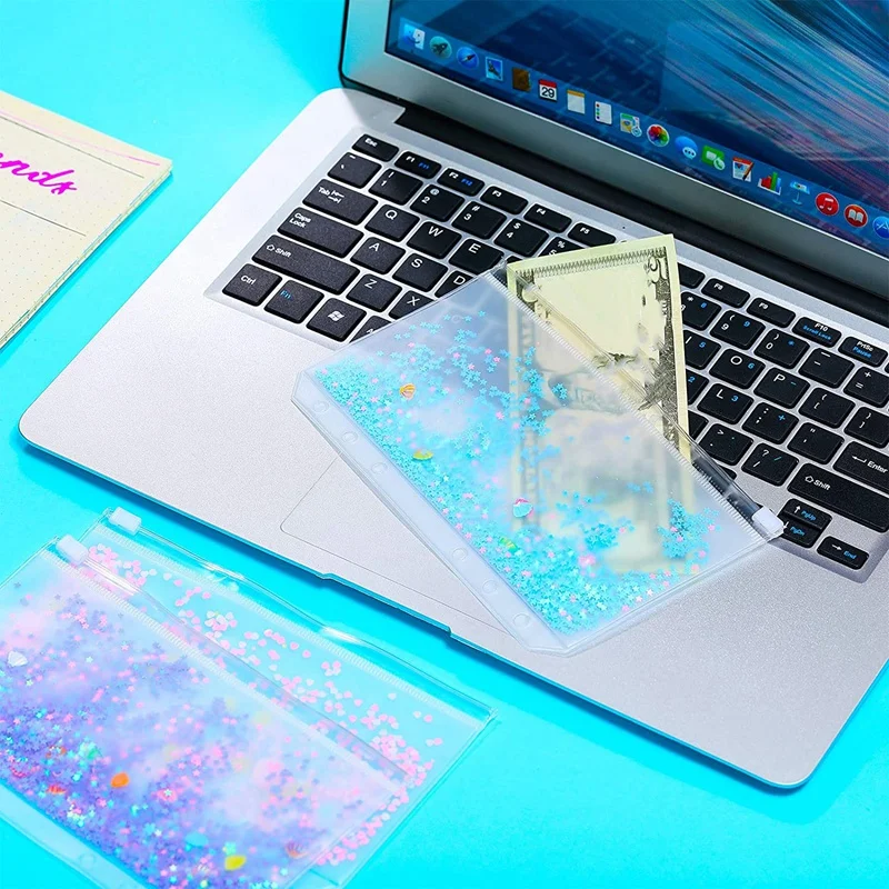 

15 Pieces Binder PVC Pocket Flash Hole Binder Zipper Folder A6 Size Notebook Binder Binder Bag Waterproof PVC Bag Folder