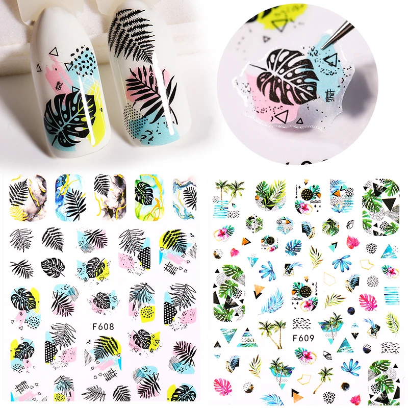 1 шт. стикеры 3D на ногти Nail Art Летняя тема цветы фрукты серия ромашки цветные