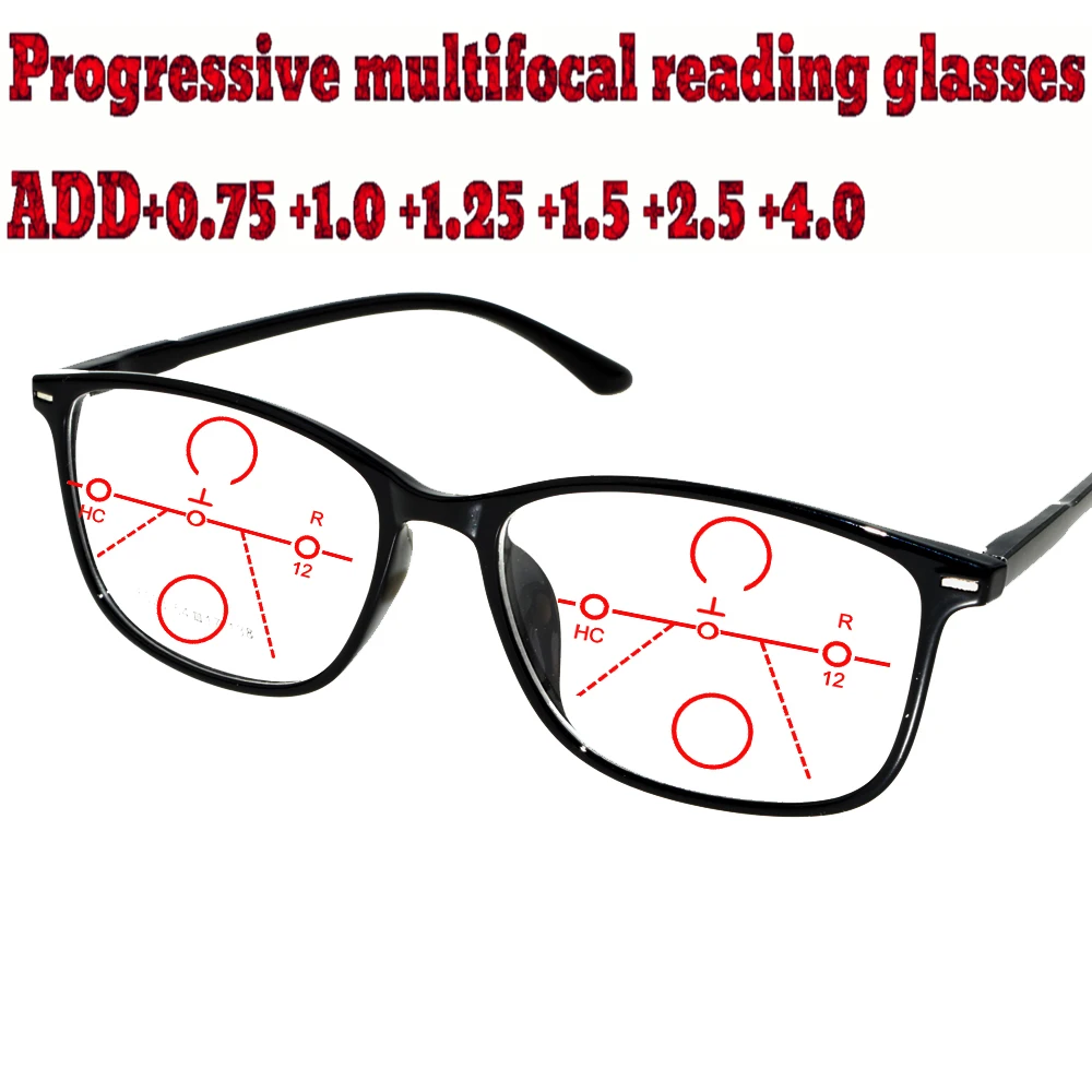 

Progressive Multifocal Anti Blu Light Reading Glasses Black Frame Men Women High Quality +1.0 +1.5 +1.75 +2.0 +2.5 +3 +3.5 +4