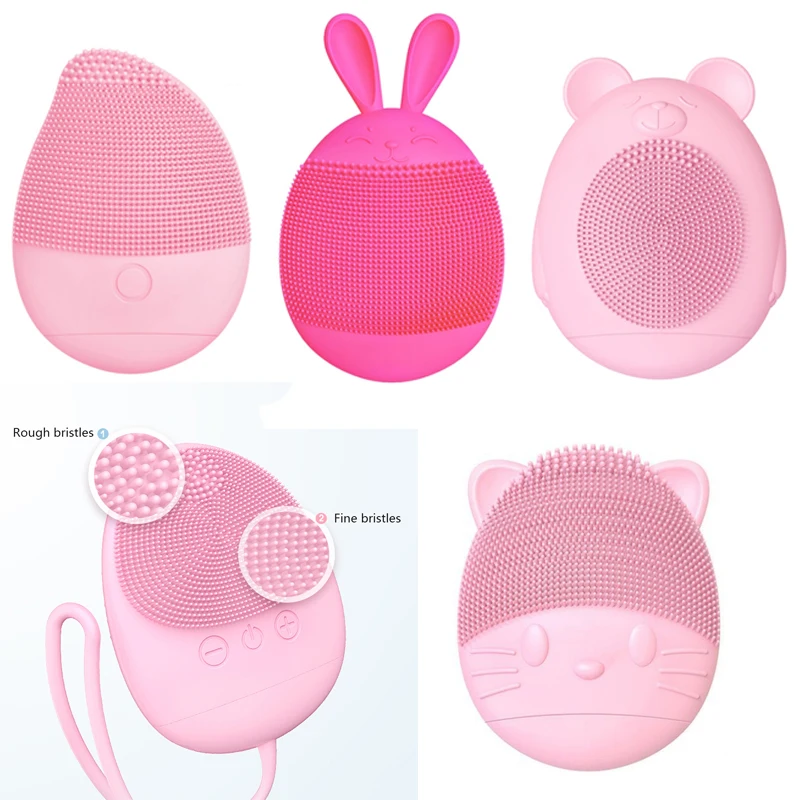 Силиконовая электрическая Очищающая щетка для лица ультразвуковая вибрационная