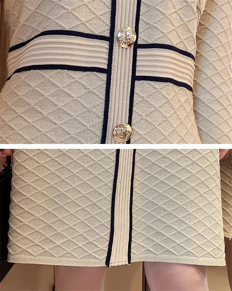 

CBAFU spring autumn single breasted long sleeve knitted dress women elastic bright shinny outfit casual female dresses M212