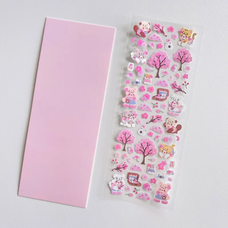Милые наклейки в Корейском стиле Ins с мультяшным котом лазерные фруктами цветами