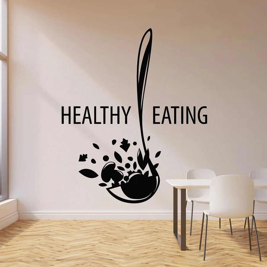 Наклейка для кухонной стены ложка супа Здоровое питание овощи еда столовая