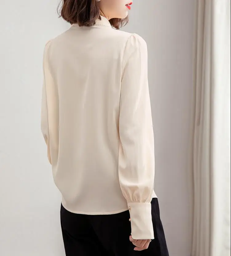 

Lauri Laki New Office Ladies Blouse Women Elegant Formal Chiffon Long Sleeve Shirts Mujer Summer 2021 Tops Vintage Blousa Chic