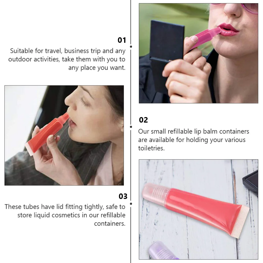 

25Pcs 20ml Lip Gloss Containers Makeup Extruded Tubes DIY Lip Gloss Bottle White