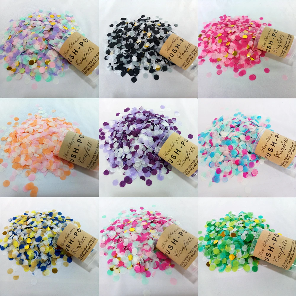 1 разноцветный Набор Push Pop конфетти Push Poppers украшение для свадебной вечеринки 1 см бумажные конфетти металлик С Днем Рождения Декор