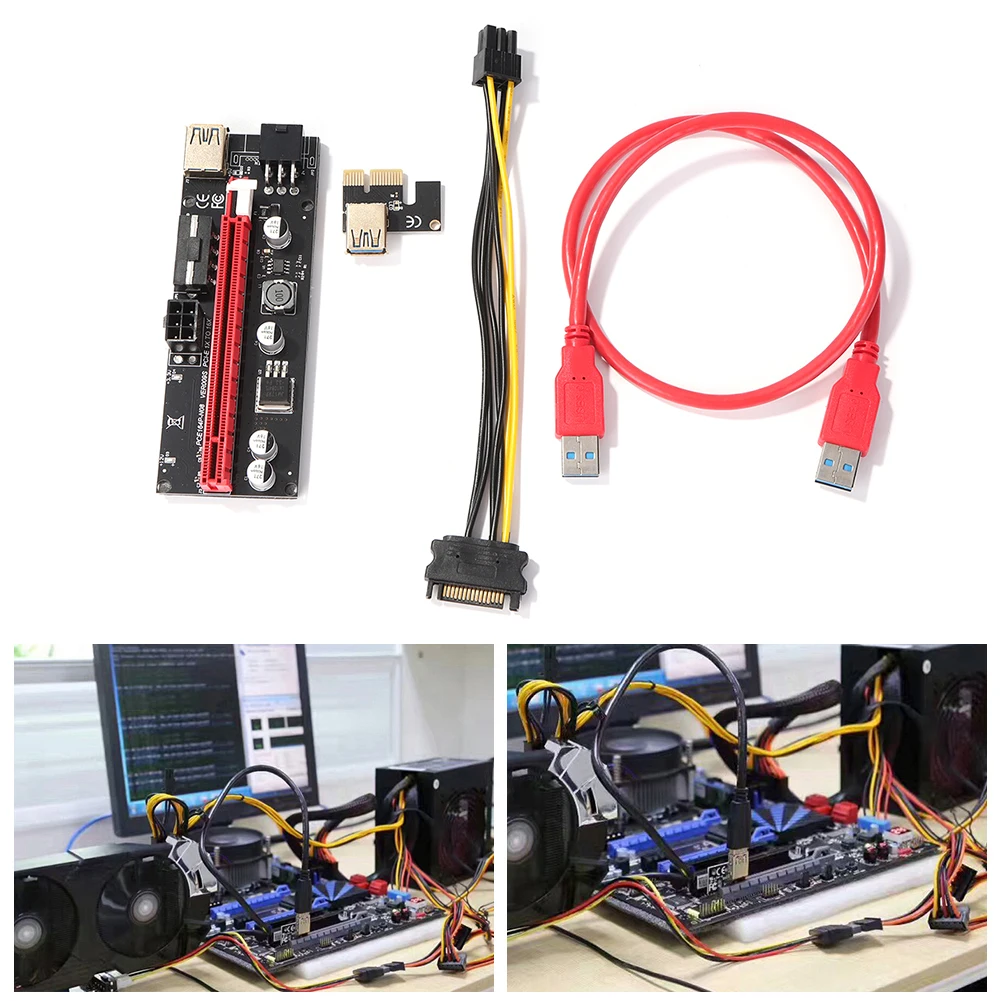 

Кабель-удлинитель SATA с 15pin на 6pin USB 3,0 PCI-E 1X на 16X