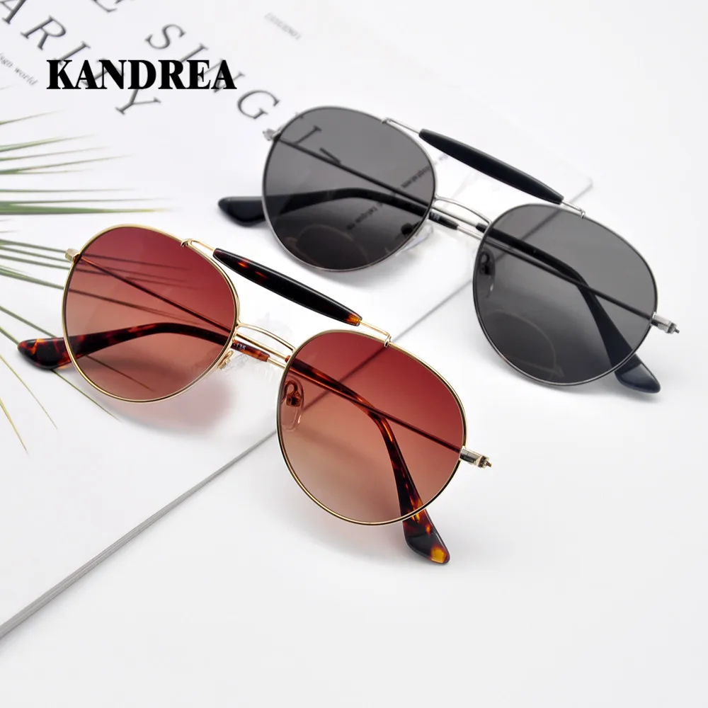 KANDREA 2020 Весенние новые детские солнцезащитные очки круглые металлические с