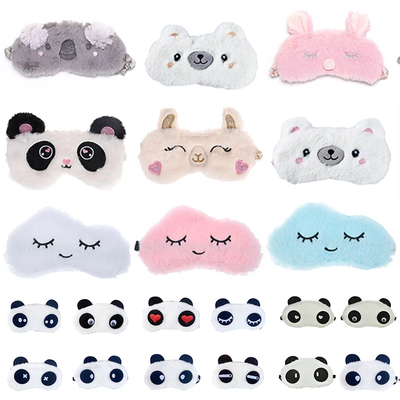 

Panda Eye Mask Women Plush Animal Mouse Bear Eye Cover Cute Plush Eye Mask Girl Toy Suitable For Travel Home Party Eyeshade 1pc