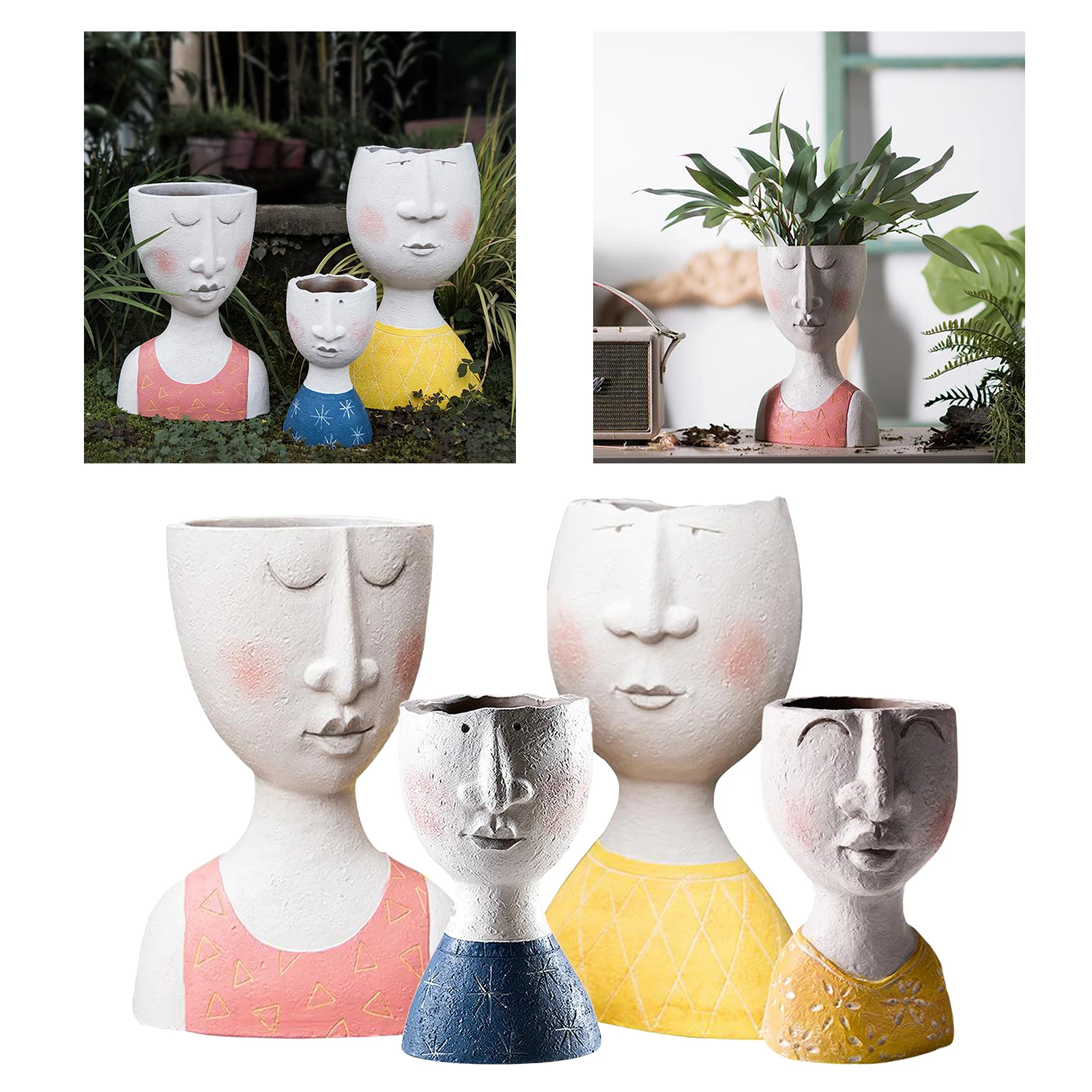 

Human Face Resin Flower Pot Vase Portrait Vase Fleshy Flower Pot Flower Arrangement Vase Home Decoration Birthday Gift Cute