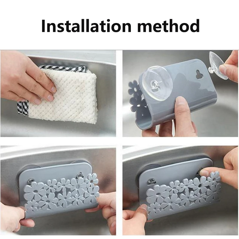 Держатель для губки на присоске полка слива кухонной раковины держатель тряпки