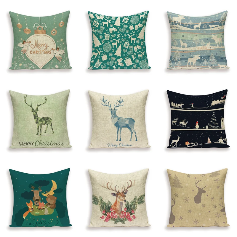 Рождественская наволочка для подушки с веселым мультяшным оленем чехлы подушек
