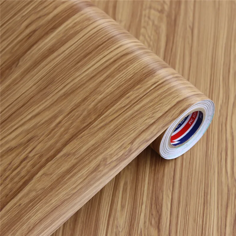 teak ПВХ 3D Дерево самоклеющиеся обои кухонные шкафы полки шкаф двери наклейки мебель домашний Декор водонепроницаемый обои - Цвет: teak