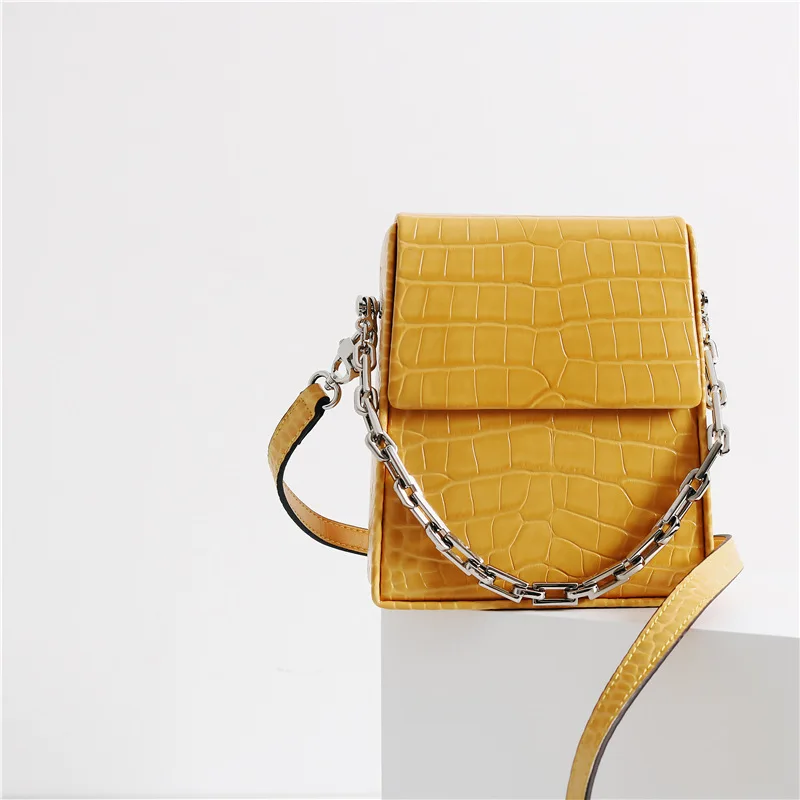 

Genuine Leather Crossbody Bags for Women Crocodile Pattern Trapezoid Shoulder Bag Fashion Female Silver Messenger Bags 2021 New