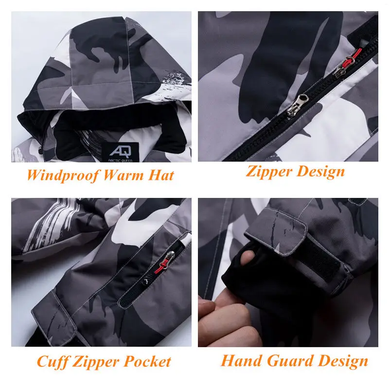 Лыжный костюм мужской водонепроницаемый ветрозащитный утепленный теплый зимний