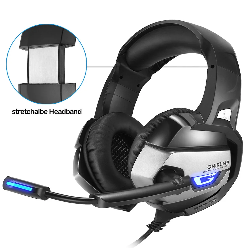 

1PC K5 Virtual Surround Sound Headset Breathing USB Gaming Headphone Computer PC Gaming Headset (Black Grey)