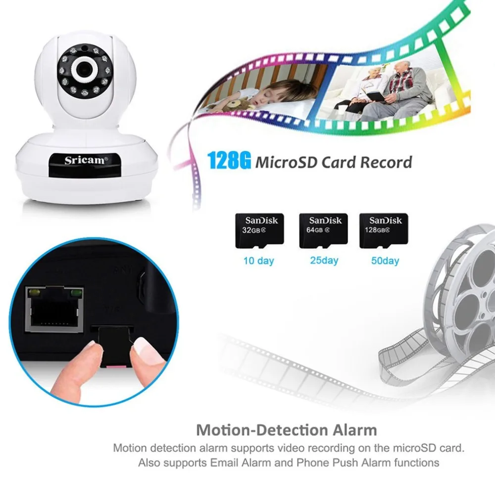 Sricam Baby Monitor SP019 Wireless IP Camera 1080P WiFi Indoor Card Home Security Surveillance Cam P2P PT TF Dropshipping | Безопасность