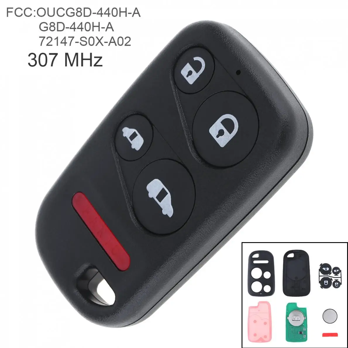 5 кнопок без ключа дистанционного Fob ID46 чип OUCG8D 440H A / G8D 72147 S0X A02 для 2001 2002 2003 2004 Honda