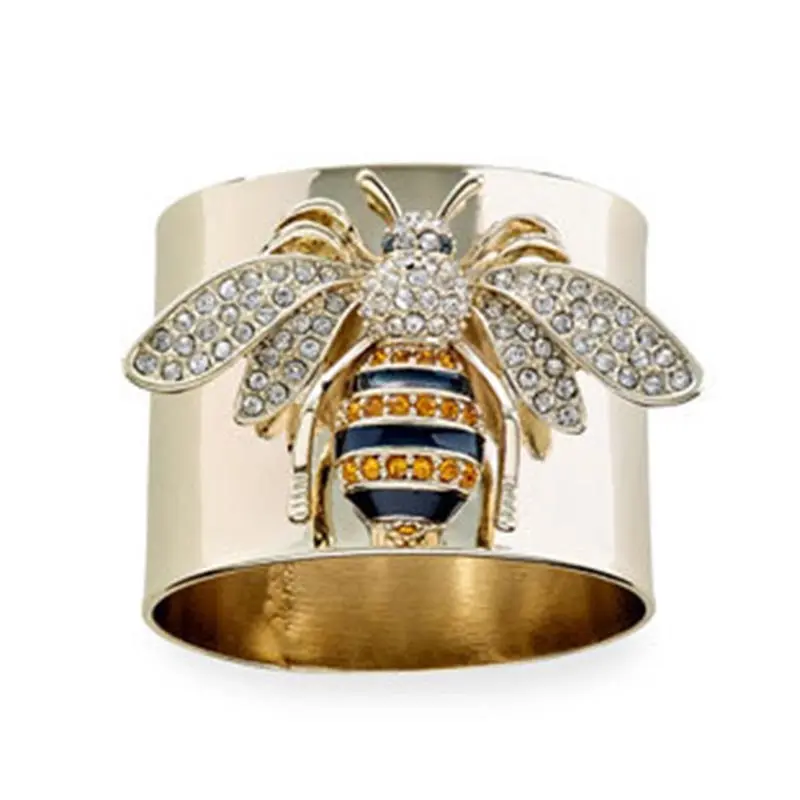 

Vintage Cute Bee Rings for Women Luxury AAA Clear Crystal Women's Ring Yellow Gold Color Engagement Wedding Jewelry Gifts