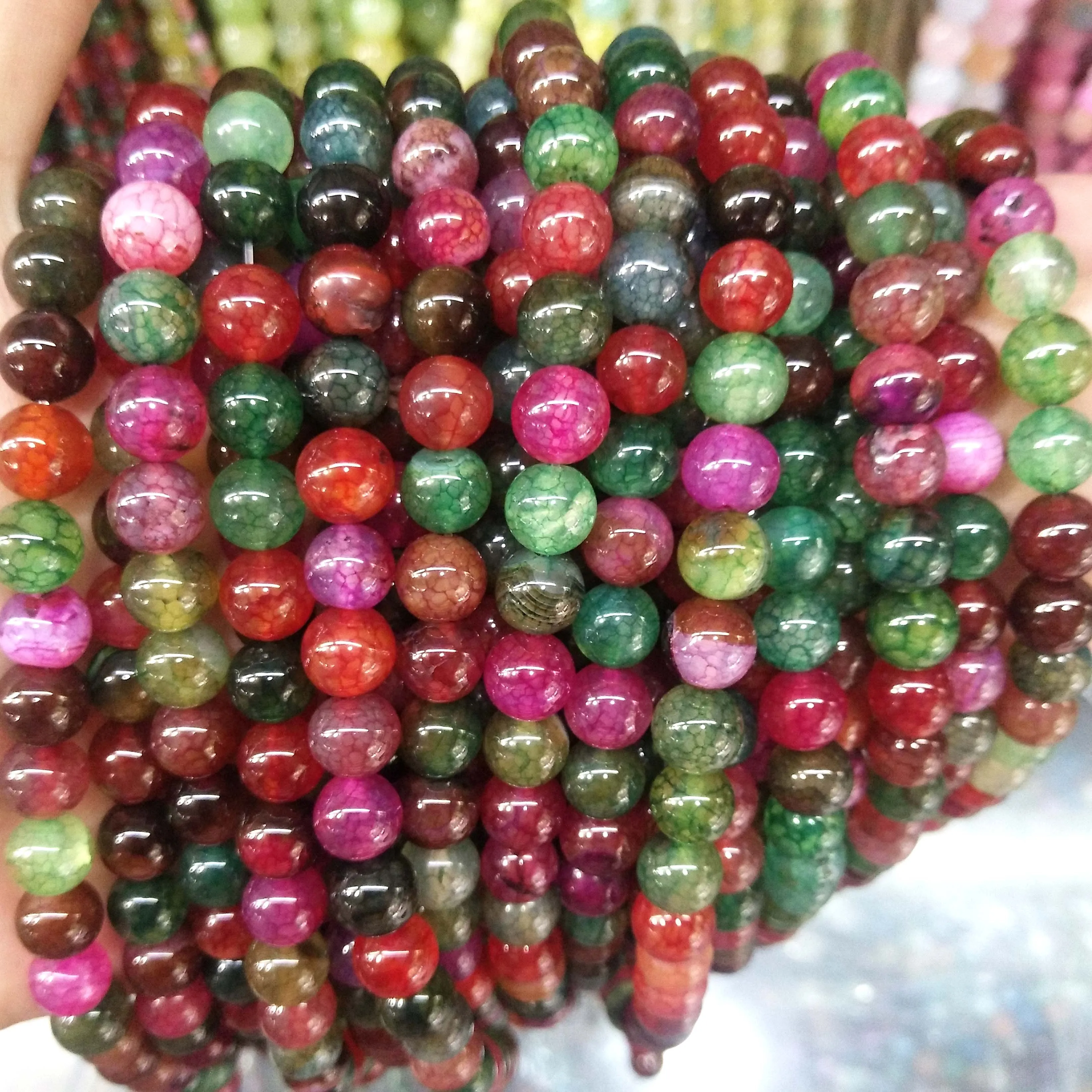 Tourmaline Натуральный камень агат Стекло круглый незакрепленный камень бусины для самостоятельного изготовления ювелирных изделий браслет материал ожерелья 4681012 мм - Цвет: Tourmaline