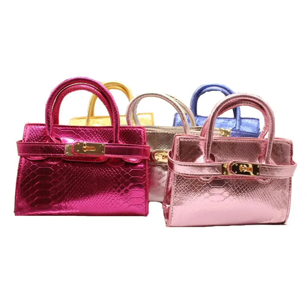 Сверкающие сумки для маленьких девочек под змеиную кожу детские мини через плечо