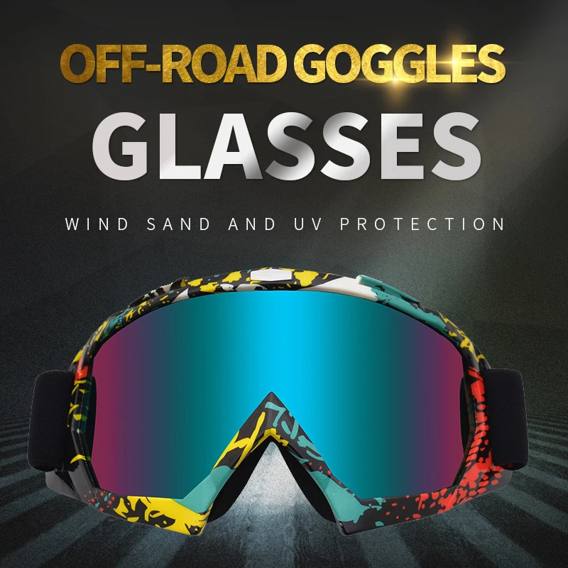 

2021 Motorcycle Goggles Windproof Sun Protection Motocross Glasses Flexible Wide Viewing Riding Lens With Soft Thick Foam