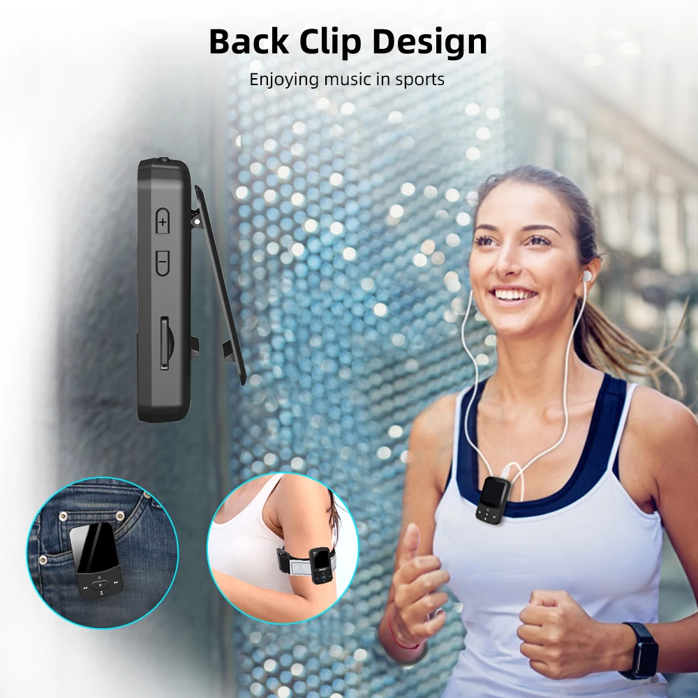 Deelife MP3 плеер Bluetooth для спорта бега портативный мини Mp 3 музыка с зажимом fm радио