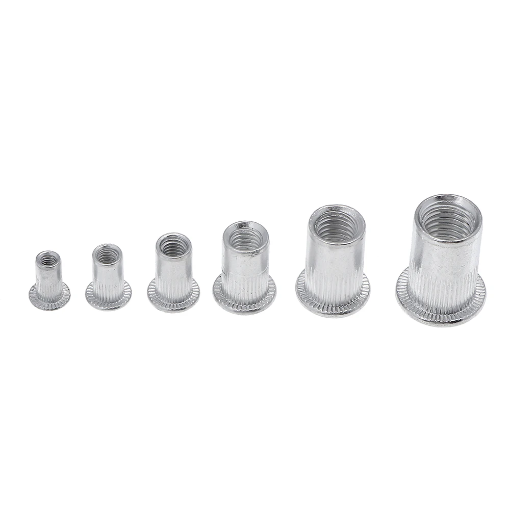 

90Pcs M3 M4 M5 M6 M8 M10 Rivet Nut Aluminum Flat Head Rivet Nuts Set Insert Reveting Multi Size Rivet Nuts Tool