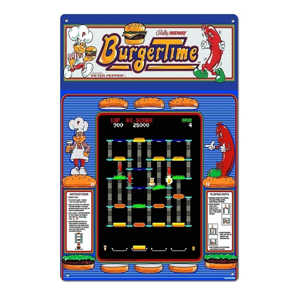 

Burgertime Game Tin Sign art wall decoration,vintage aluminum retro metal sign
