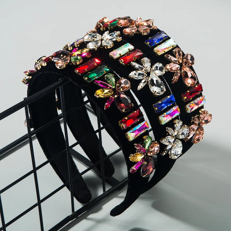 

Изысканное длинное платье стразы барокко повязка дизайнерские женские аксессуары для волос широкая сторона повязка на голову Falame повязки ...