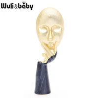 wulibaby enamel hand brooches women personality style face casual party brooch pins gifts
