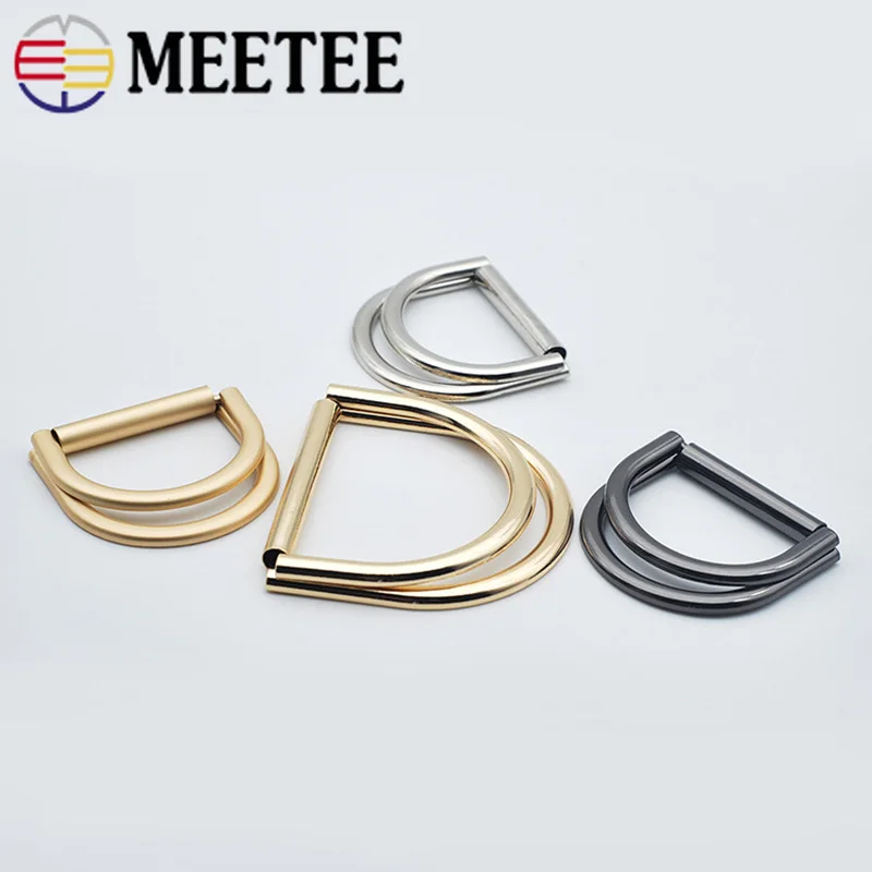 Meetee 4 шт. 15-50 мм металлическая двойная d-образная Пряжка багажная куртка с ремешками Кнопка регулировки ремня DIY ветровка декоративная пряжка материал