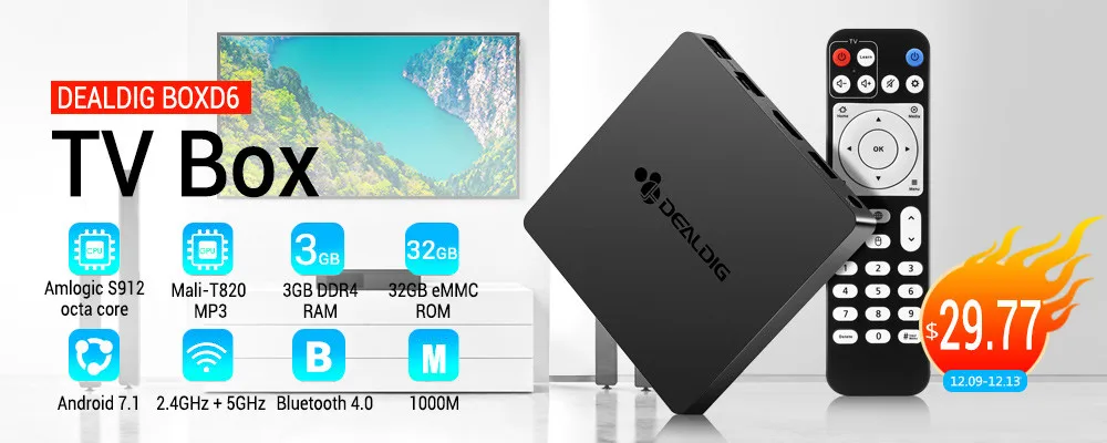 DEALDIG BOXD7 Android 7,1 Smart tv Box 6K Allwinner H6 четырехъядерный телеприставка 2 Гб DDR4 16 Гб 1000 м 2,4 г/5,8 Г WiFi медиаплеер