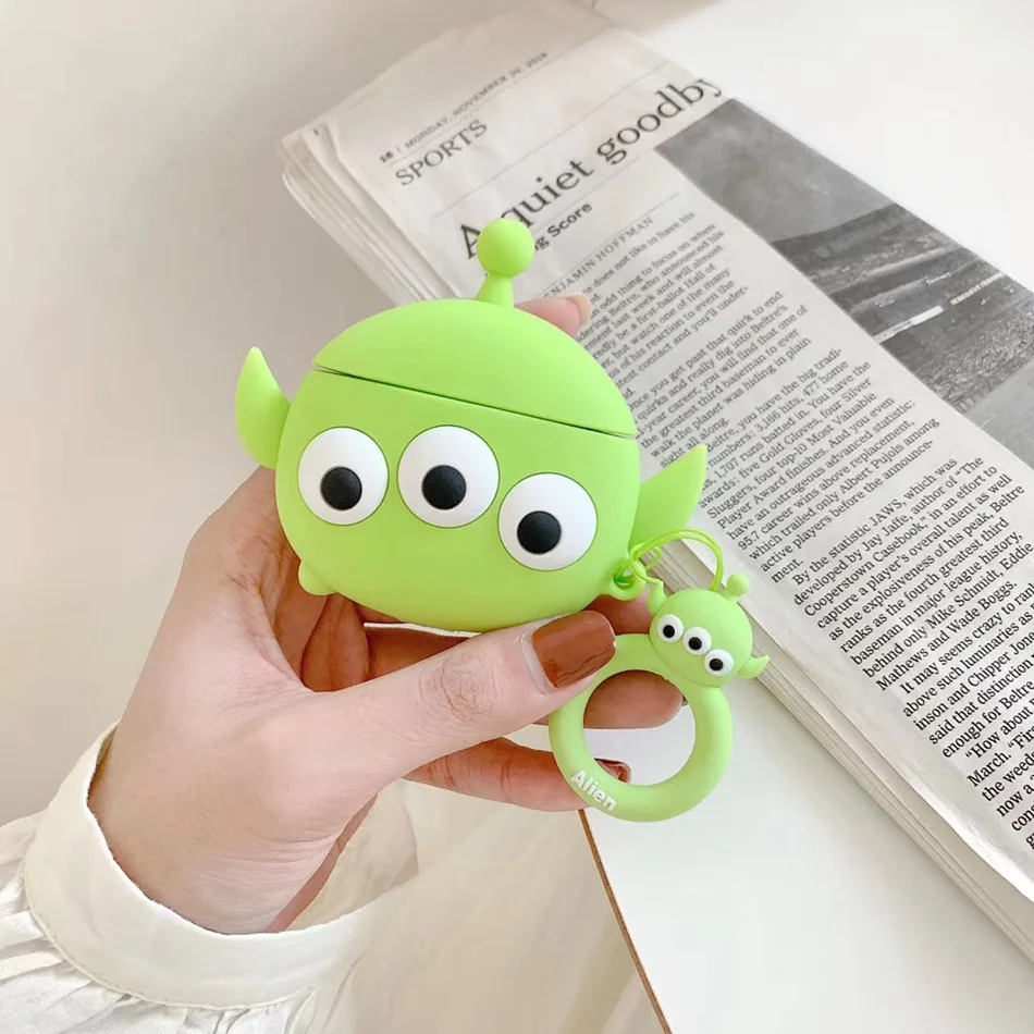 Alien Для AirPods случае 3D мультяшный наушник чехол для Apple Airpods 2 забавные интимные аксессуары защитную крышку с палец кольцо ремень - Цвет: Alien