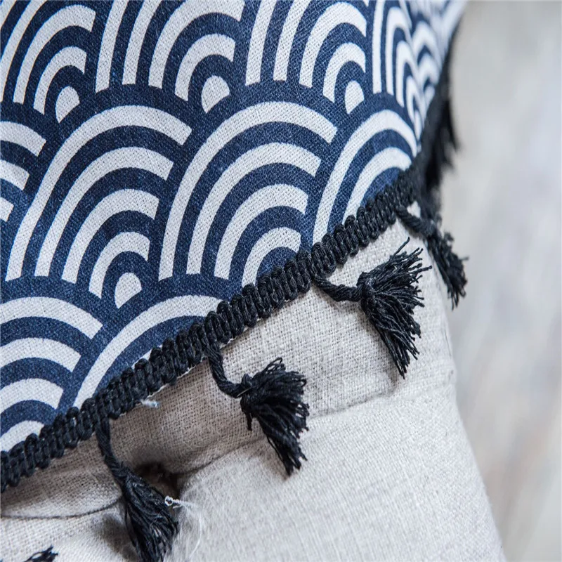 В синюю волнистую-стиль с принтом шторы кисточкой обогащение окна из хлопка и