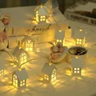 Рождественское украшение, светодиодная гирлянда 3 м для спальни, домашнего декора, рождественские светильники, уличный деревянный дом, теплый белый праздничный светильник