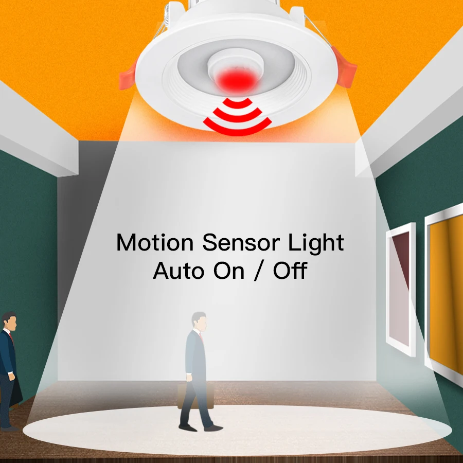 Светодиодный потолочный светильник с пассивным ИК датчиком движения домашнее