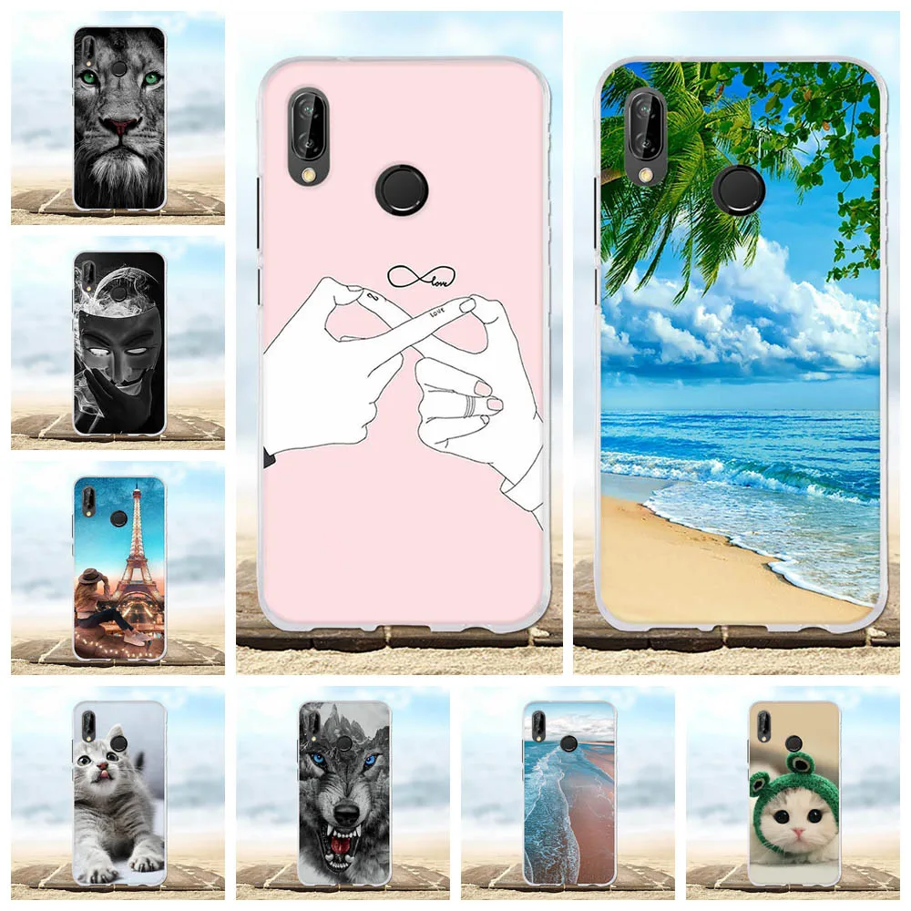 For Huawei P20 Lite Case Soft TPU Silicone ANE-LX1 ANE-LX2 Cover Animal Patterned Nova 3e Bumper | Мобильные телефоны и
