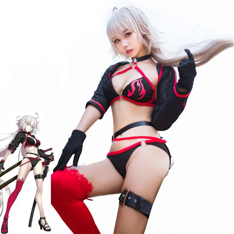 

new Fate Jeanne d'Arc Cosplay Costume FGO Joan of Arc Cosplay Swimsuit Fate Grand Order Swimwear Halloween Women Sexy Bikini