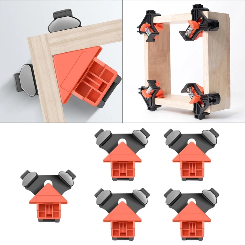 

4 Pcs Woodworking 90 Degree Right Angle Clamp Spring Picture Frame Fixed Corner 23GB