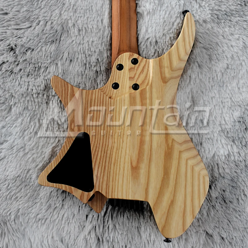 Горная безголовая гитара fanned fret 25,5-25 'пепельный корпус Пламя клен Топ жареный кленовый гриф fret